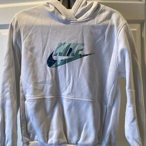 Nike Sweatshirt / Hoodie.  Youth XL. White with Nike graphic.